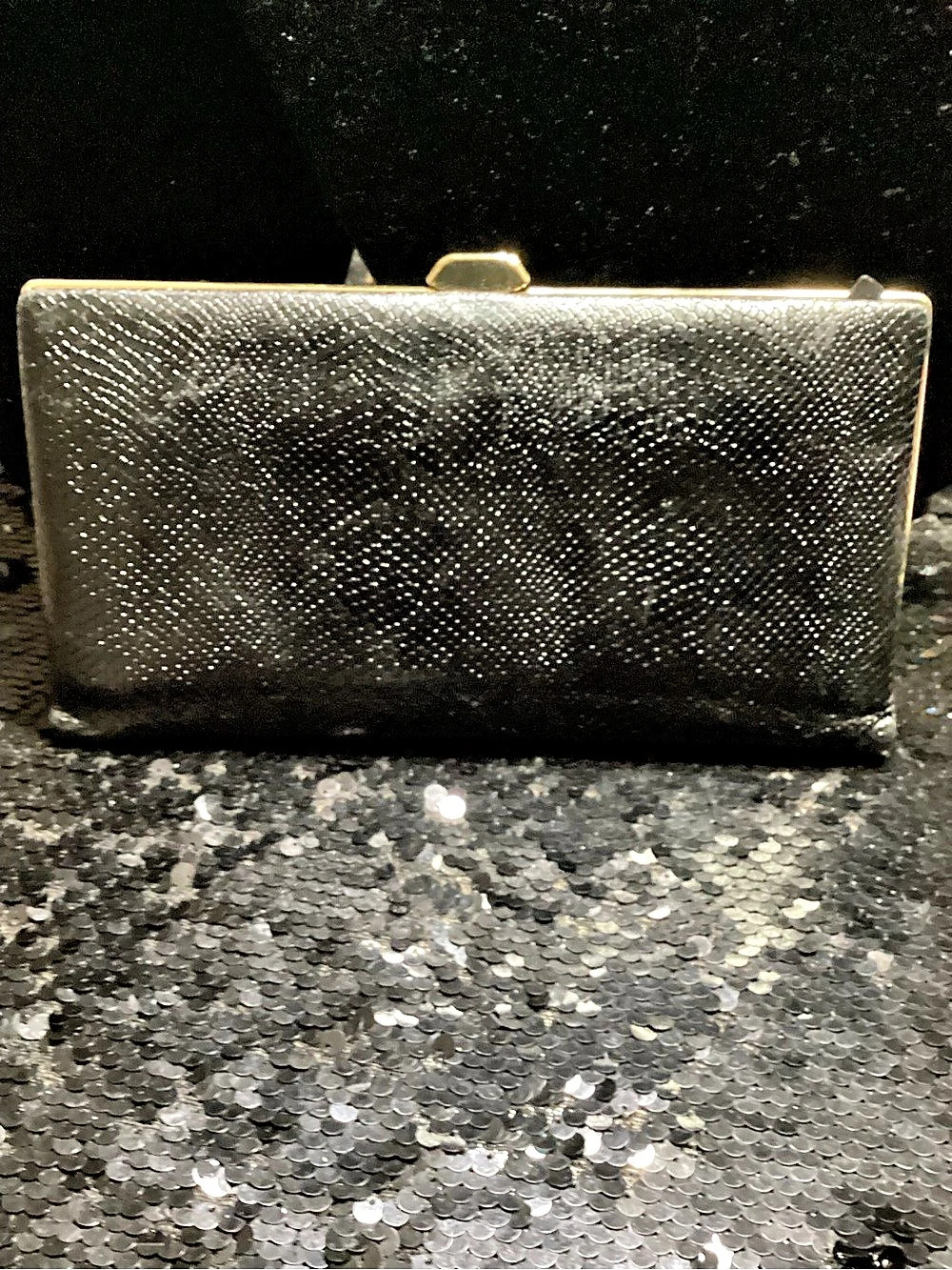 Lodis Textured Frame Clutch in Black